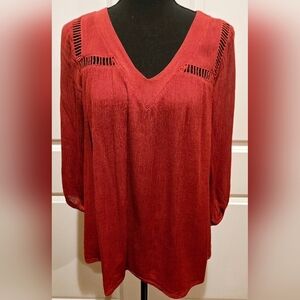 STITCH FIX EXCLUSIVE Blouse Vixbe Brand Flowy Rust Color V-Neck Sz Sm